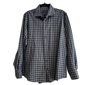 SCOTT BARBER Mens Long Sleeve distressed Plaid Button Up Shirt Size L